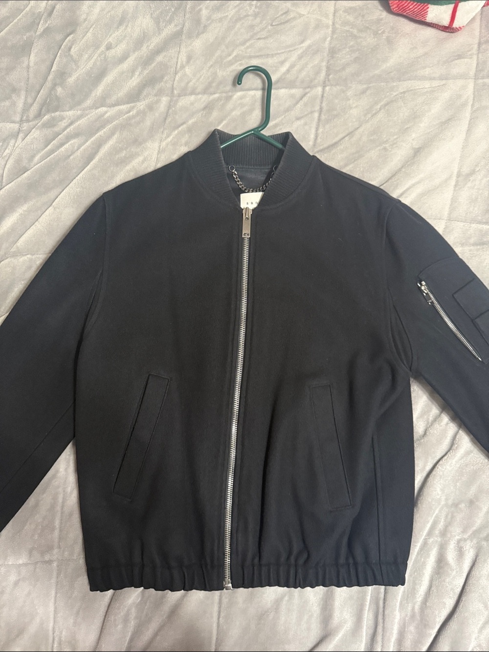 Sandro Cashmere Wool Blend Bomber Jacket